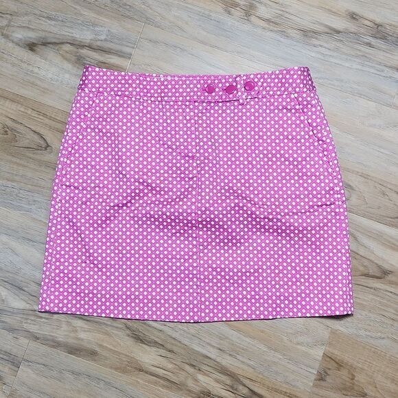 🔹️J. Crew Pink & White Polka Dot Print Skirt w/Pockets Size 2 - Picture 1 of 11
